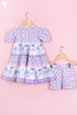 Cotton Frock & Shorts Set In Block Print